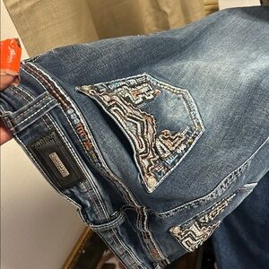 Stylish Blue Denim Jeans with Embroidery